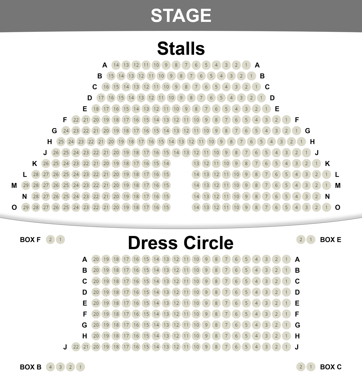 Duchess Theatre seating plan